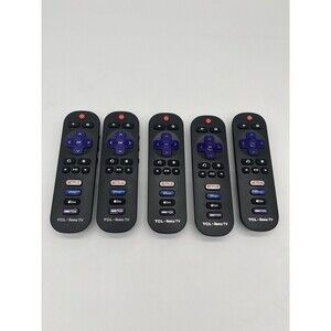 LOT OF 5 GENUINE TCL ROKU TV REMOTE CONTROLS w/ (NETFLIX AMAZON CBSNEWS SLING)